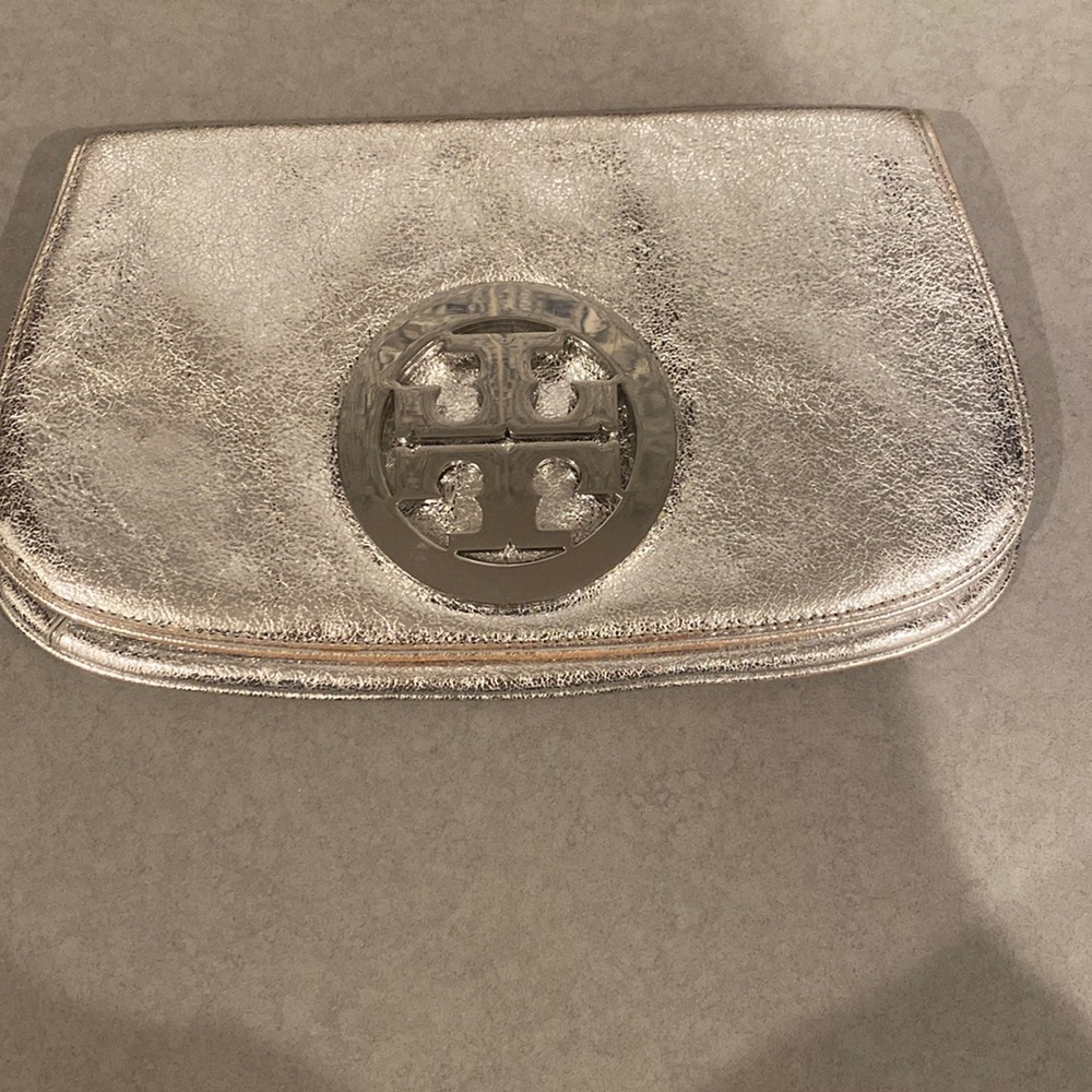 Silver Tory Burch Clutch